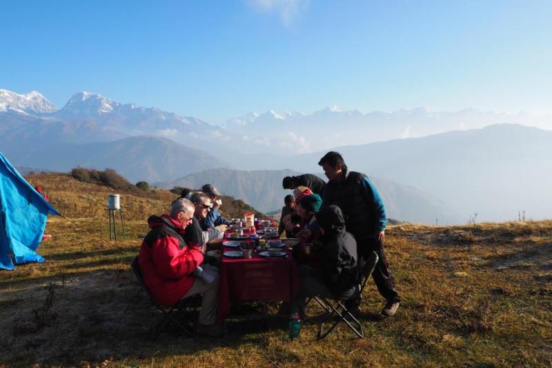 Breakfast with a view of Mt Everest